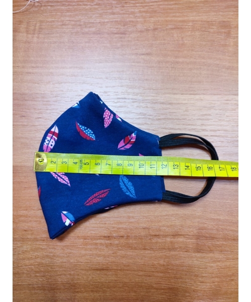 Granatowa Maska Ochronna z bawełny dwuwarstwowa - listeczki